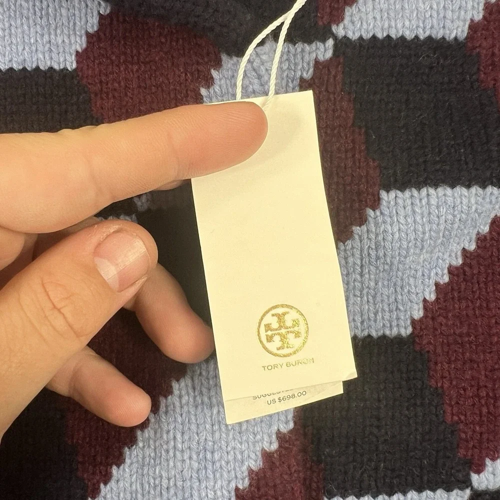 Tory Burch Chevron Sweater Coat Size M  #S7004